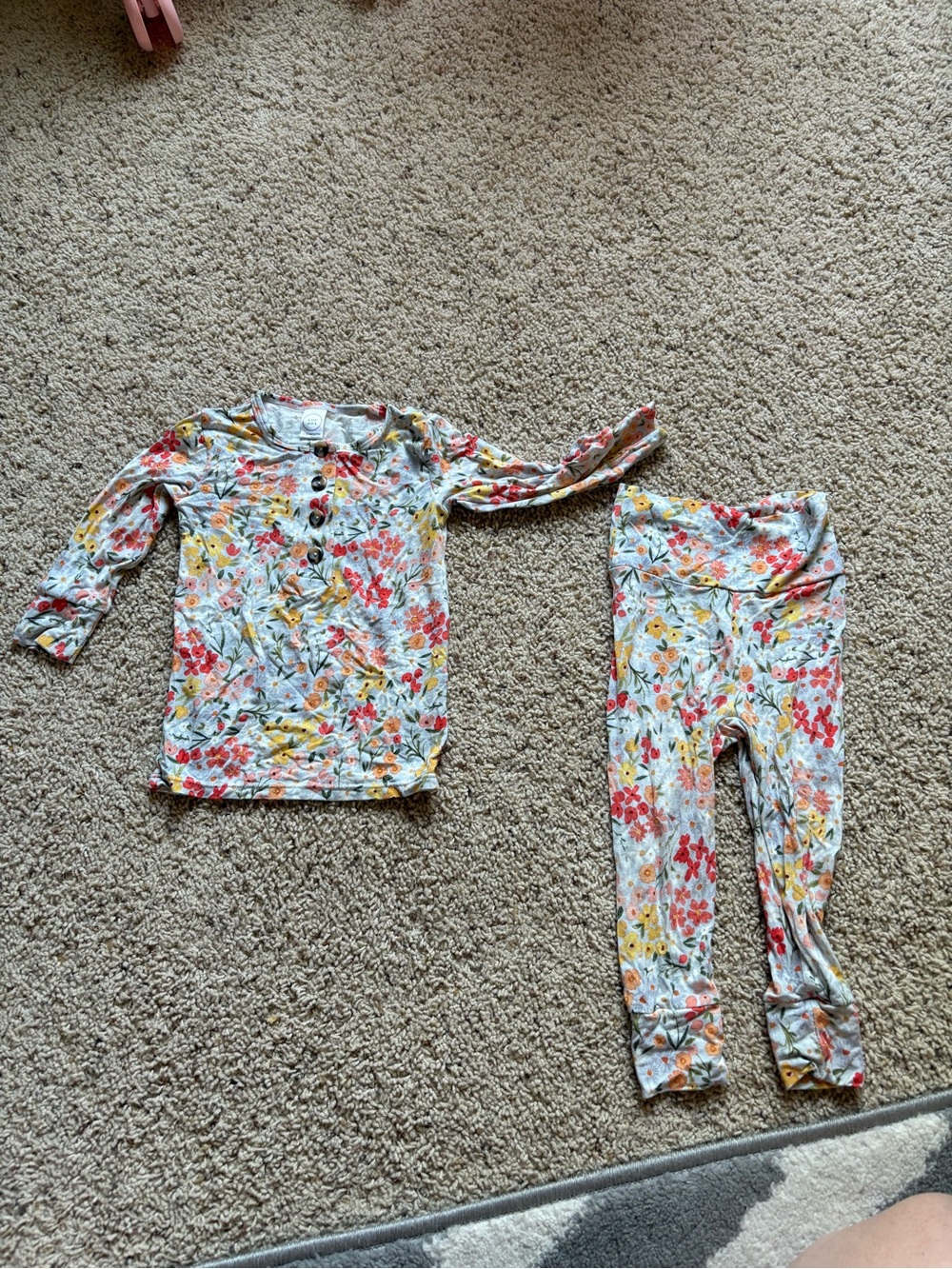 Lou Lou & Company Floral Long-Sleeve Pajama Set in White, Pink, Yellow